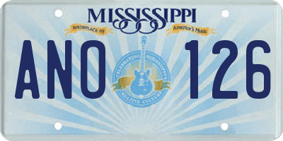 MS license plate ANO126
