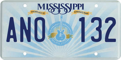 MS license plate ANO132