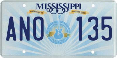 MS license plate ANO135