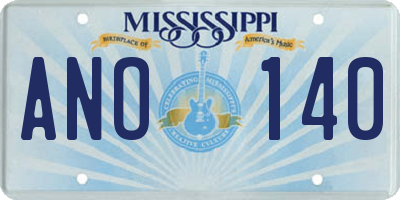 MS license plate ANO140