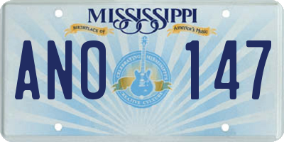 MS license plate ANO147