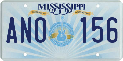 MS license plate ANO156