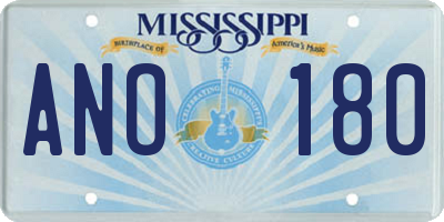 MS license plate ANO180