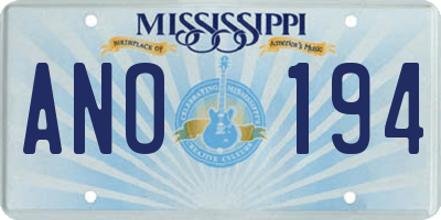MS license plate ANO194