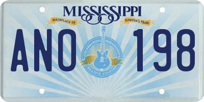 MS license plate ANO198