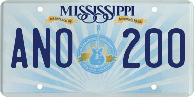 MS license plate ANO200