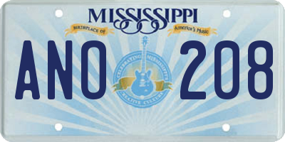 MS license plate ANO208