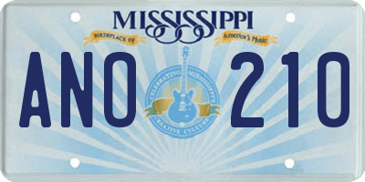 MS license plate ANO210