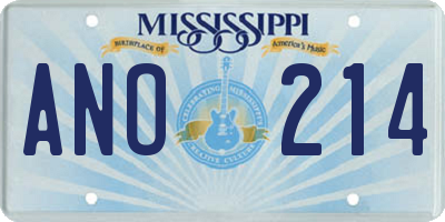 MS license plate ANO214