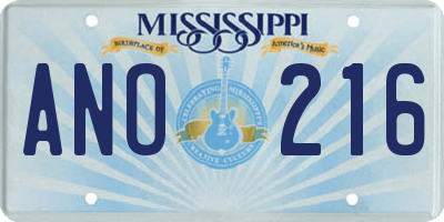 MS license plate ANO216