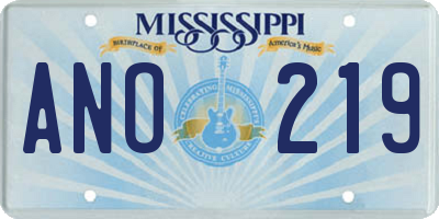MS license plate ANO219