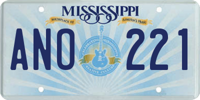 MS license plate ANO221