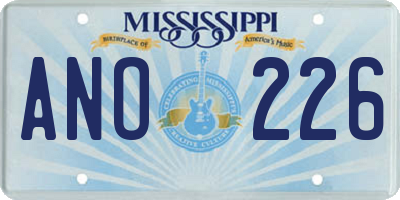 MS license plate ANO226