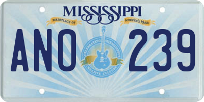 MS license plate ANO239