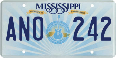 MS license plate ANO242