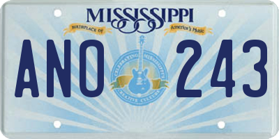 MS license plate ANO243