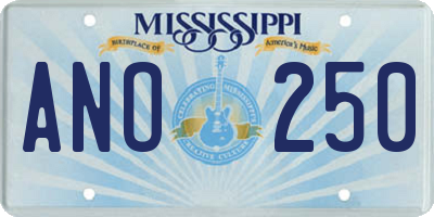 MS license plate ANO250