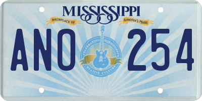 MS license plate ANO254