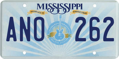MS license plate ANO262