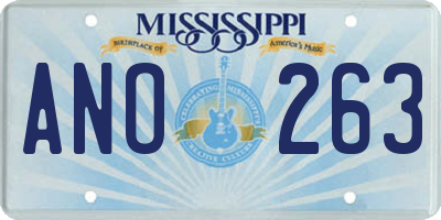 MS license plate ANO263