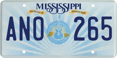 MS license plate ANO265