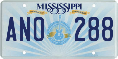 MS license plate ANO288