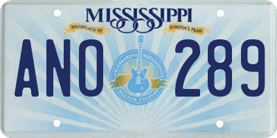 MS license plate ANO289