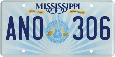 MS license plate ANO306