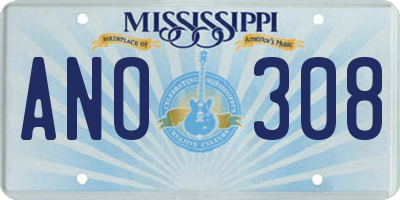 MS license plate ANO308