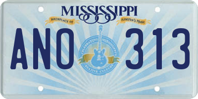 MS license plate ANO313