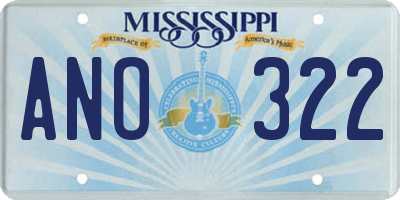 MS license plate ANO322