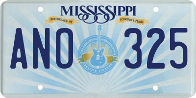 MS license plate ANO325