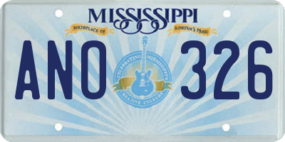 MS license plate ANO326