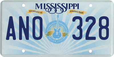 MS license plate ANO328