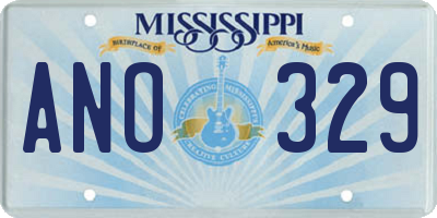 MS license plate ANO329