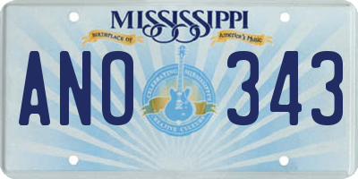 MS license plate ANO343