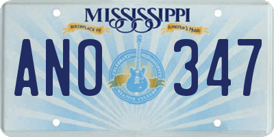 MS license plate ANO347