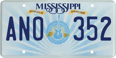 MS license plate ANO352