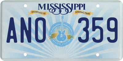MS license plate ANO359