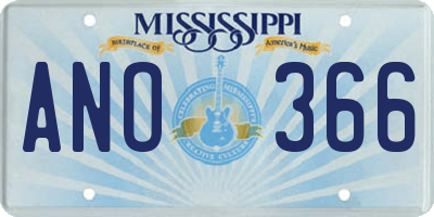 MS license plate ANO366
