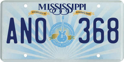 MS license plate ANO368