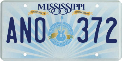 MS license plate ANO372