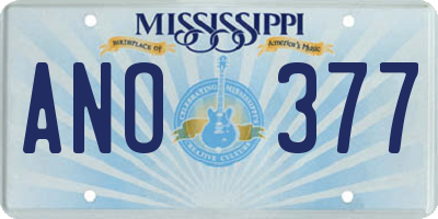 MS license plate ANO377