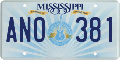 MS license plate ANO381