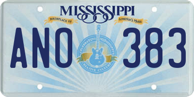 MS license plate ANO383