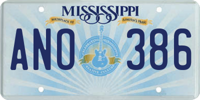 MS license plate ANO386