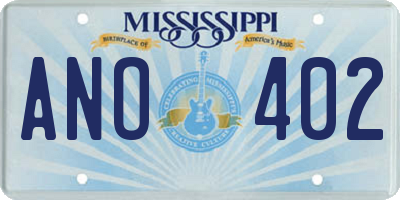 MS license plate ANO402