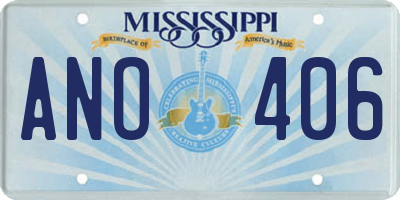 MS license plate ANO406