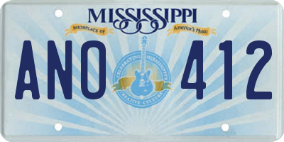 MS license plate ANO412