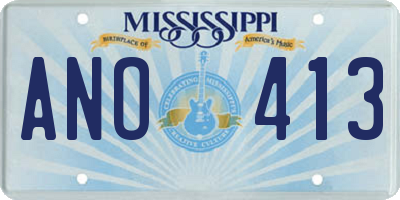 MS license plate ANO413